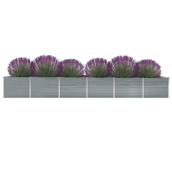 vidaXL Raised Garden Bed Flower Bed Galvanized Steel Outdoor Planter Gray