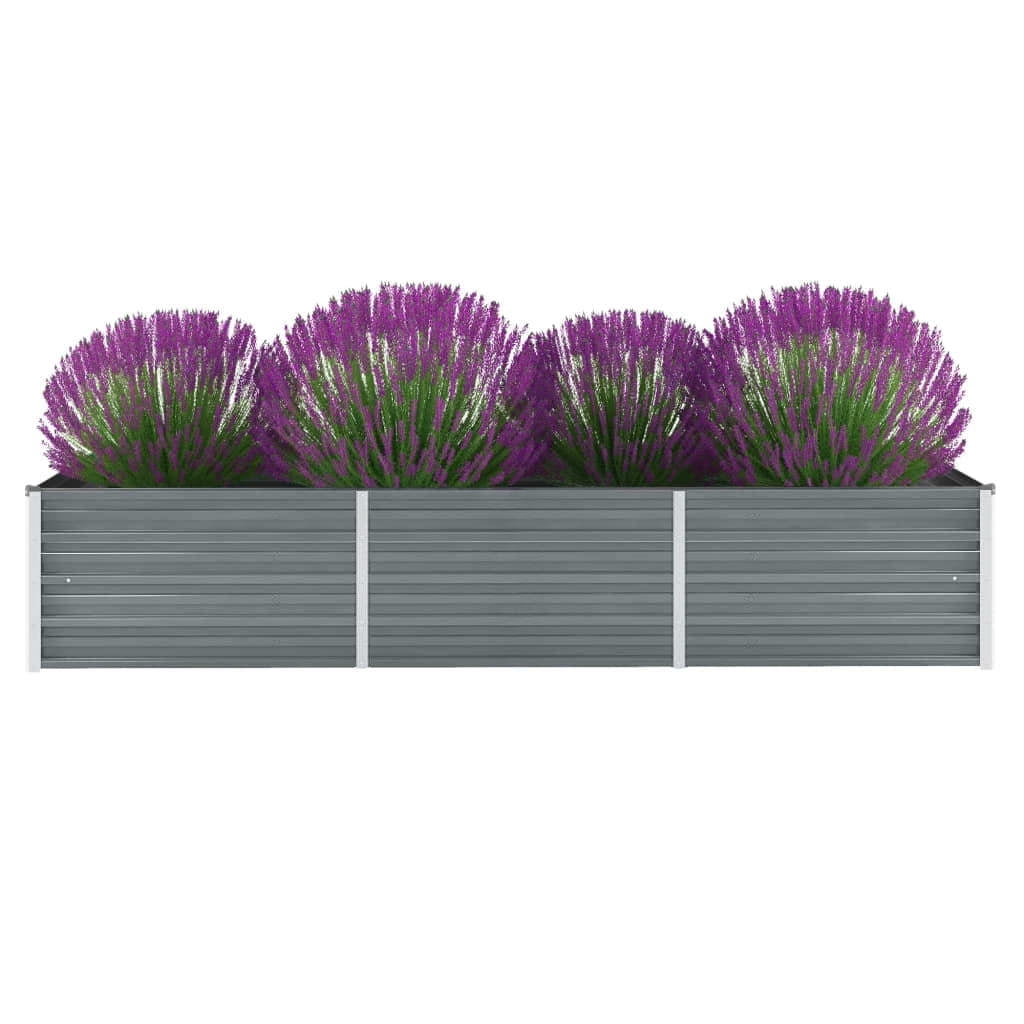 Gray Galvanized Steel Outdoor Raised Garden Bed Planter, 94.5" x 31.5" x 17.7"