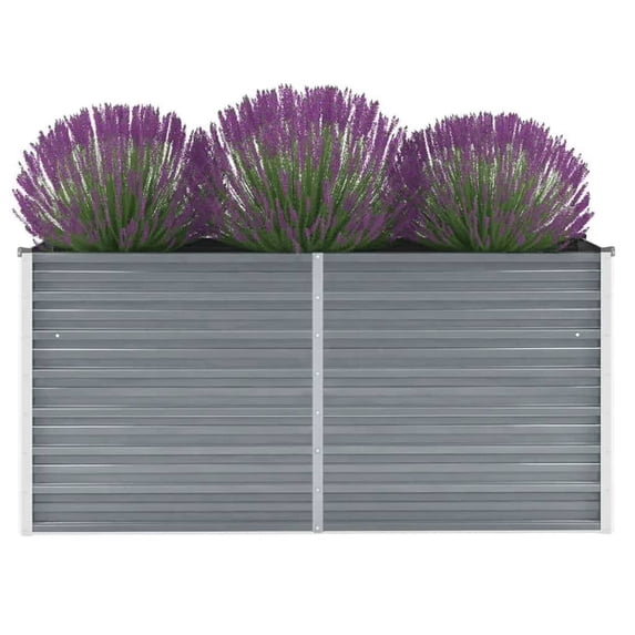 vidaXL Raised Garden Bed Flower Bed Galvanized Steel Outdoor Planter Gray