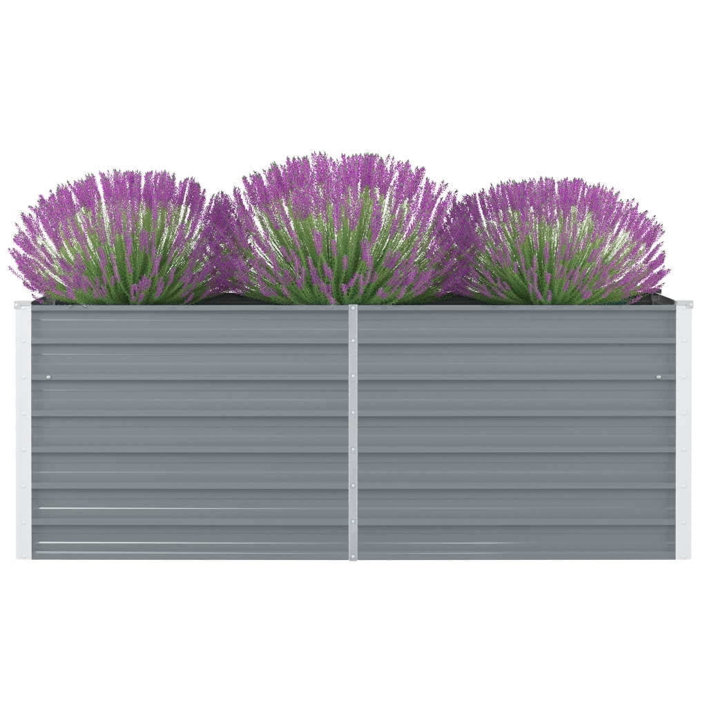 vidaXL Raised Garden Bed Flower Bed Galvanized Steel Outdoor Planter Gray