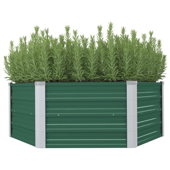 vidaXL 1 Piece Galvanized Steel Raised Garden Bed 129"x129"x45"cm Outdoor Patio Planter
