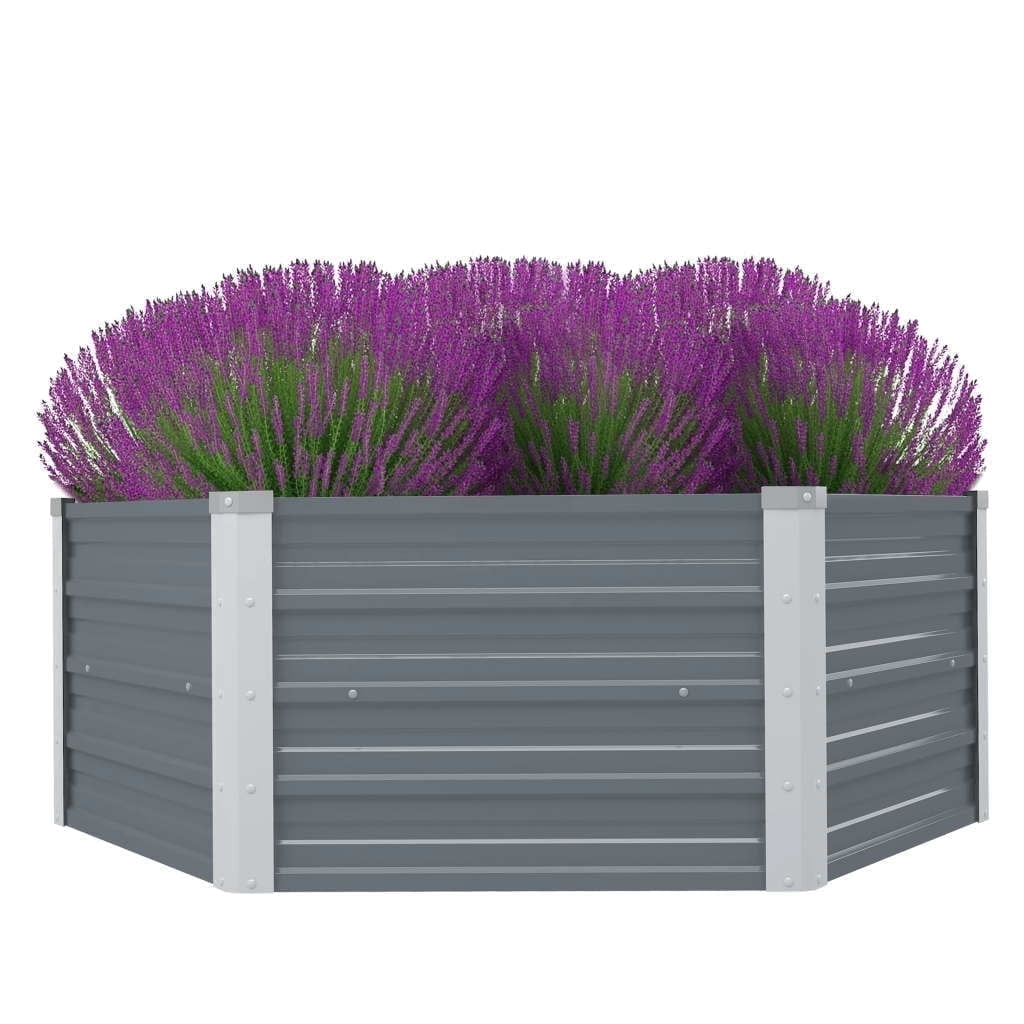 vidaXL Raised Garden Bed Grey Galvanized Steel 129x129x45cm in