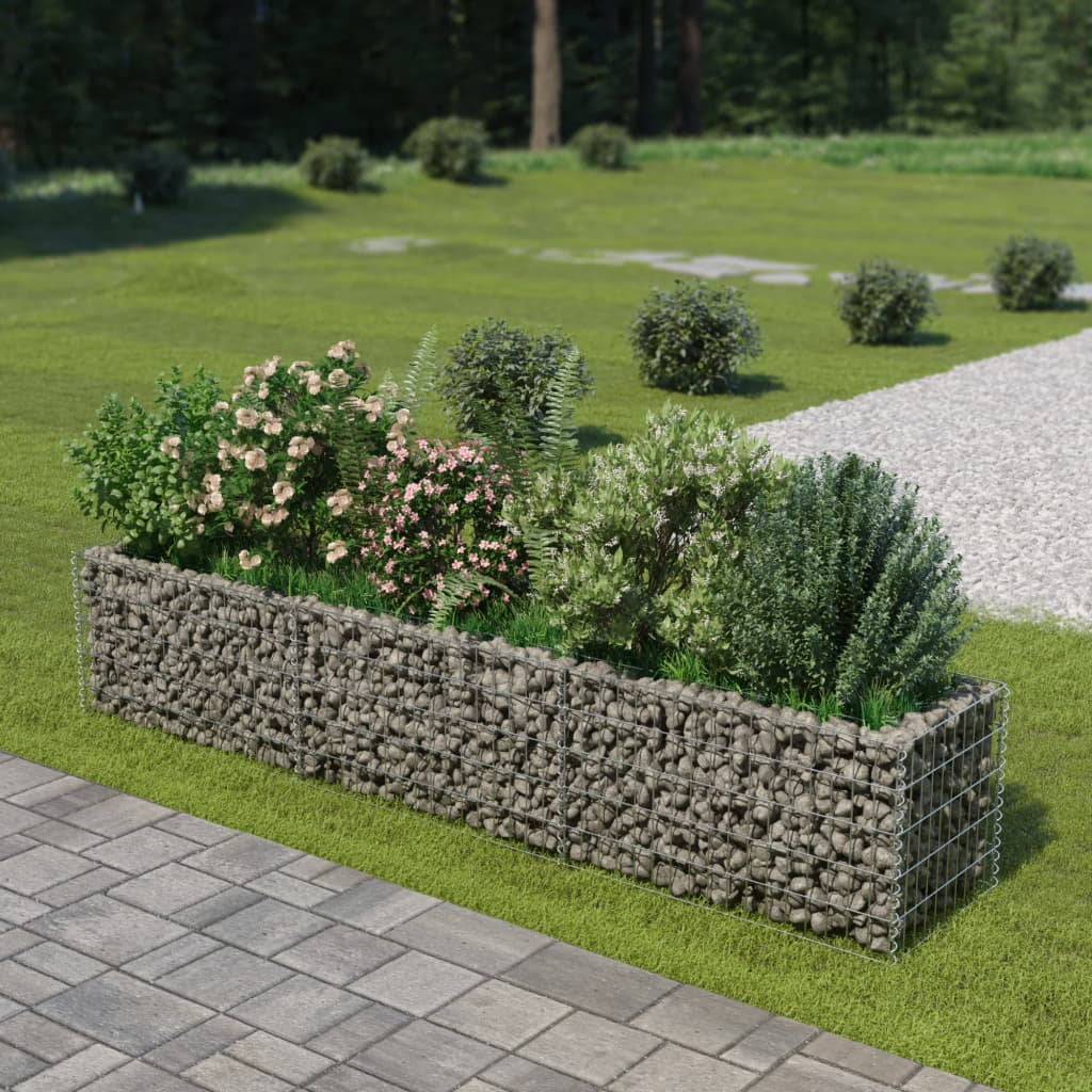 Large Silver Galvanized Steel Gabion Raised Garden Bed