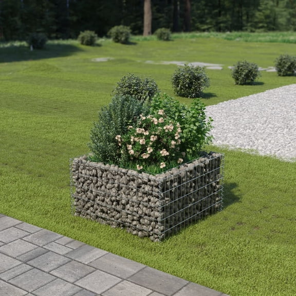 vidaXL Raised Garden Bed Raised Flower Bed Gabion Basket Galvanized Steel