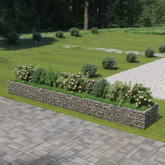 vidaXL Raised Garden Bed Raised Flower Bed Gabion Basket Galvanized Steel