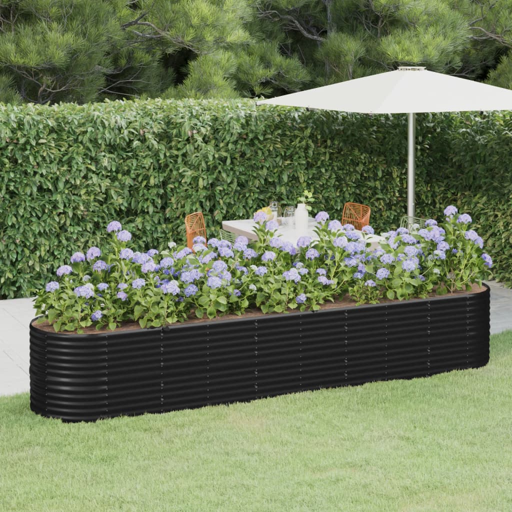 vidaXL Raised Garden Bed Raised Flower Bed Galvanized Steel Outdoor Planter