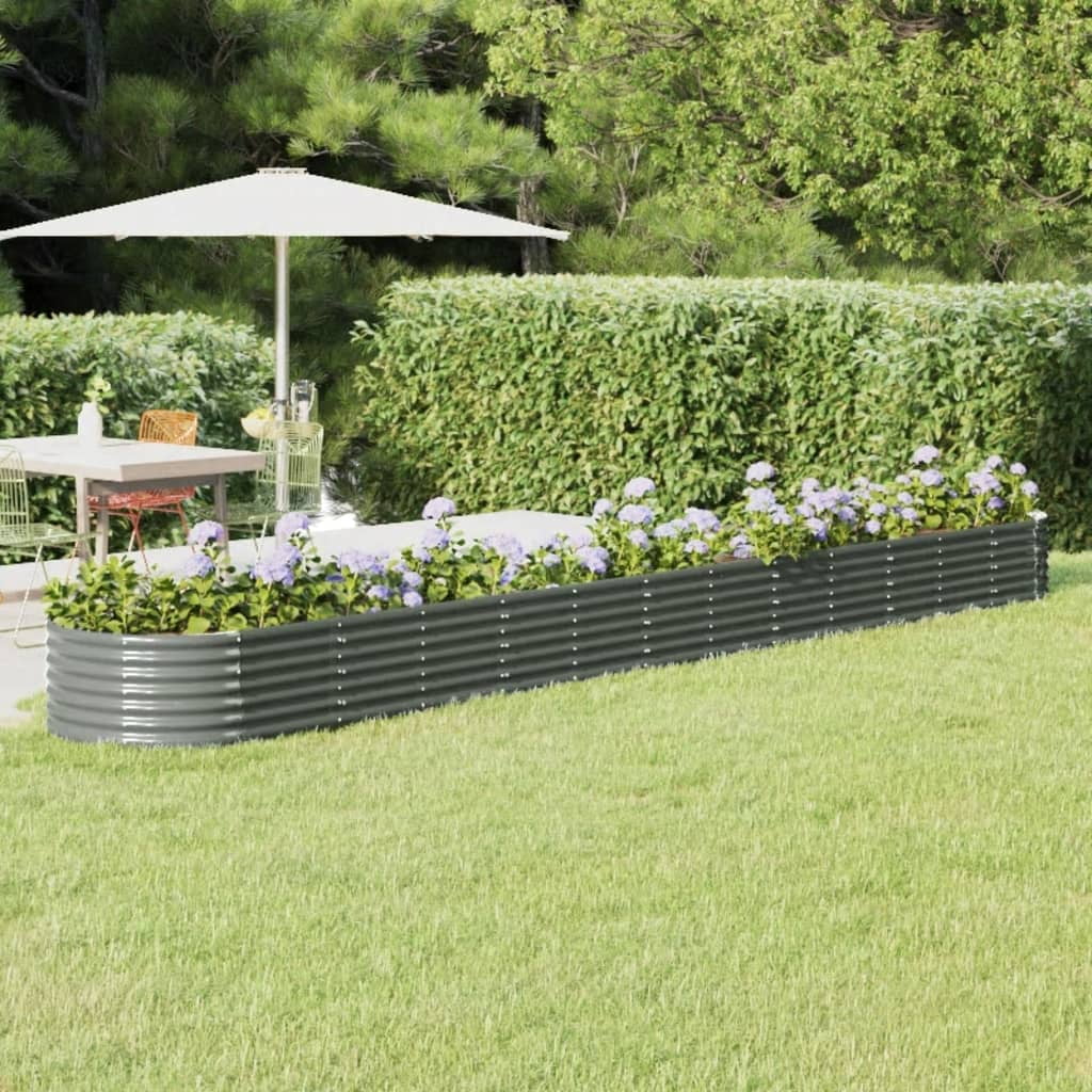 vidaXL Raised Garden Bed Raised Flower Bed Galvanized Steel Outdoor Planter