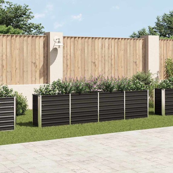 vidaXL Raised Garden Bed Anthracite Galvanized Steel