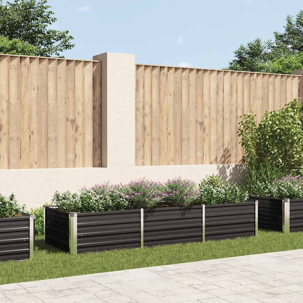 vidaXL Raised Garden Bed Raised Flower Bed Galvanized Steel Planter Anthracite