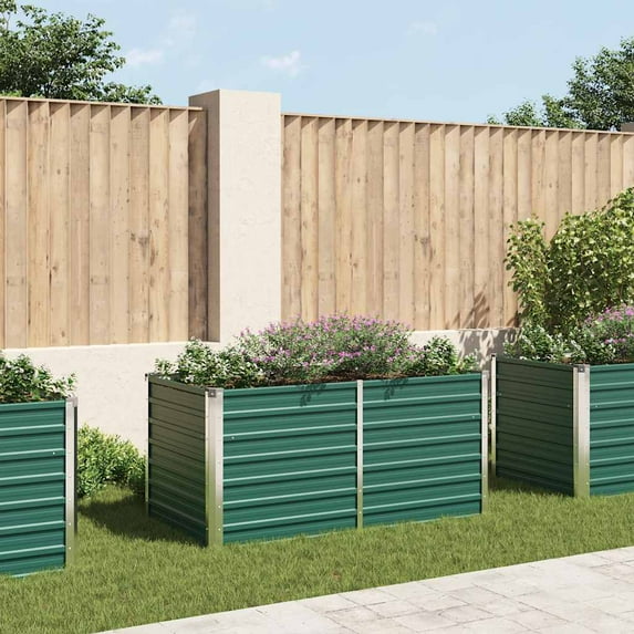 vidaXL Raised Garden Bed Raised Flower Bed Galvanized Steel Planter Green