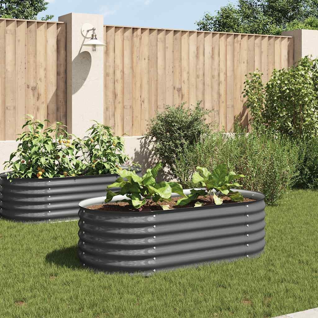 vidaXL 1 Piece Galvanized Steel Raised Garden Bed for Outdoor Garden Patio