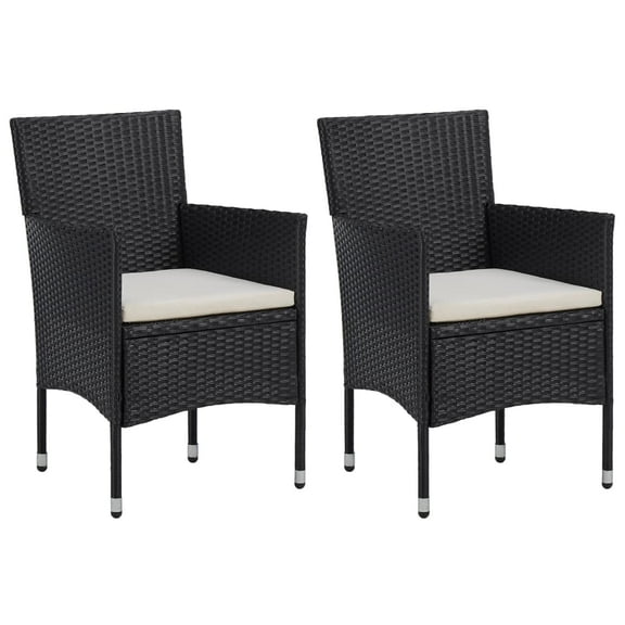 vidaXL Rattan Dining Chairs 2 Pcs Outdoor Wicker Dining Chair Poly Rattan