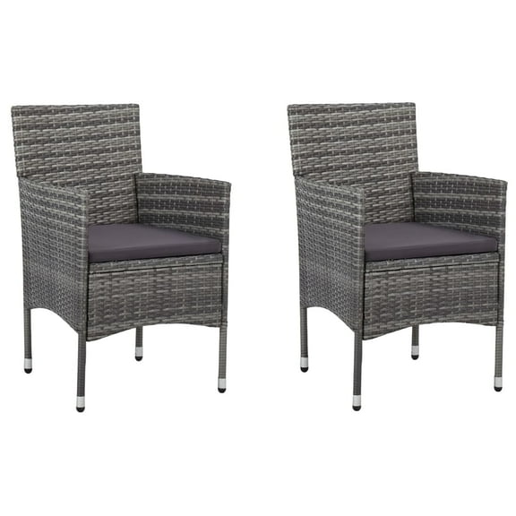 vidaXL Rattan Dining Chairs 2 Pcs Outdoor Wicker Dining Chair Poly Rattan