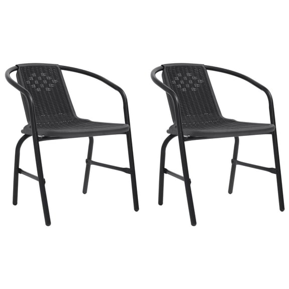 vidaXL Rattan Dining Chairs Stack Chair Plastic Rattan and Steel 242.5 lb