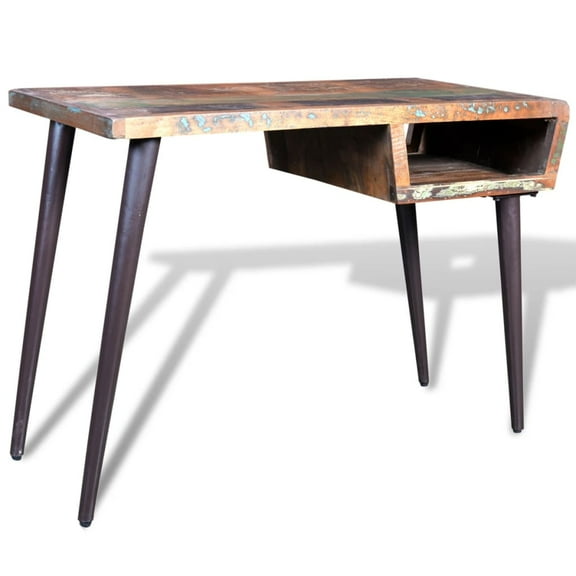 vidaXL Reclaimed Wood Desk with Iron Legs