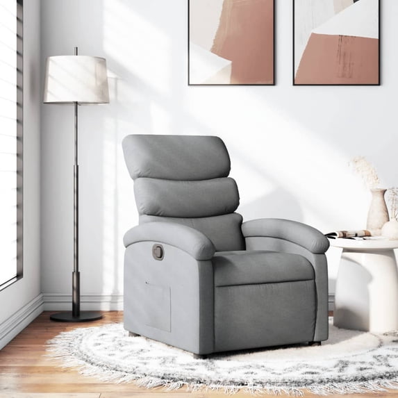 vidaXL Recliner Chair Light Gray Fabric (100% polyester), metal, plywood