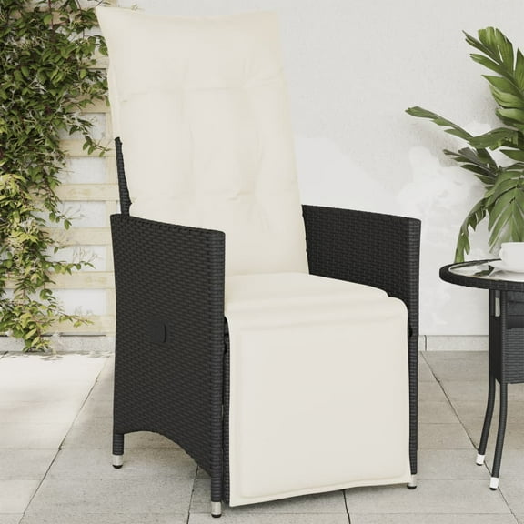 vidaXL Reclining Garden Chair Black PE rattan, powder-coated steel Single