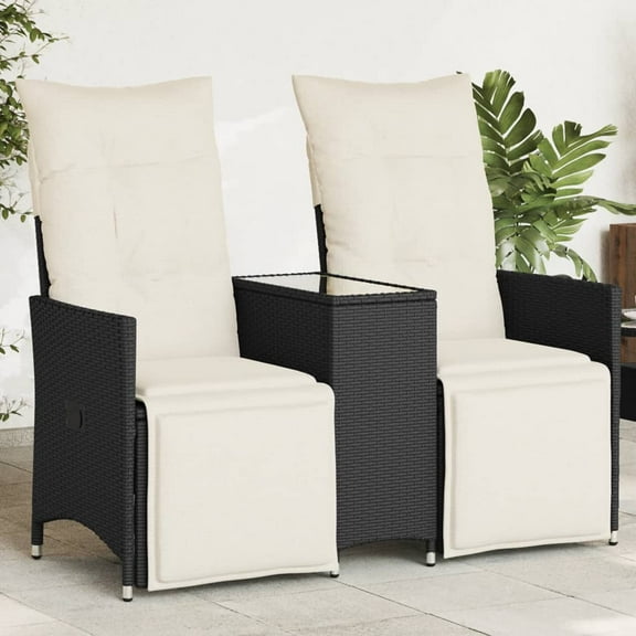 vidaXL Reclining Garden Sofa Black, Cream White