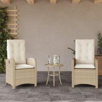 vidaXL Reclining Patio Chair with Cushions Outdoor Garden Furniture Poly Rattan