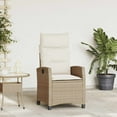 thumbnail image 1 of vidaXL Reclining Patio Chair with Side Table Beige Poly Rattan, 1 of 11