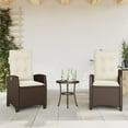 thumbnail image 1 of vidaXL Reclining Patio Chairs 2 pcs with Cushions Brown Poly Rattan, 1 of 12
