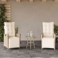 thumbnail image 1 of vidaXL Reclining Patio Chairs 2 pcs with Footrest Beige Poly Rattan, 1 of 13