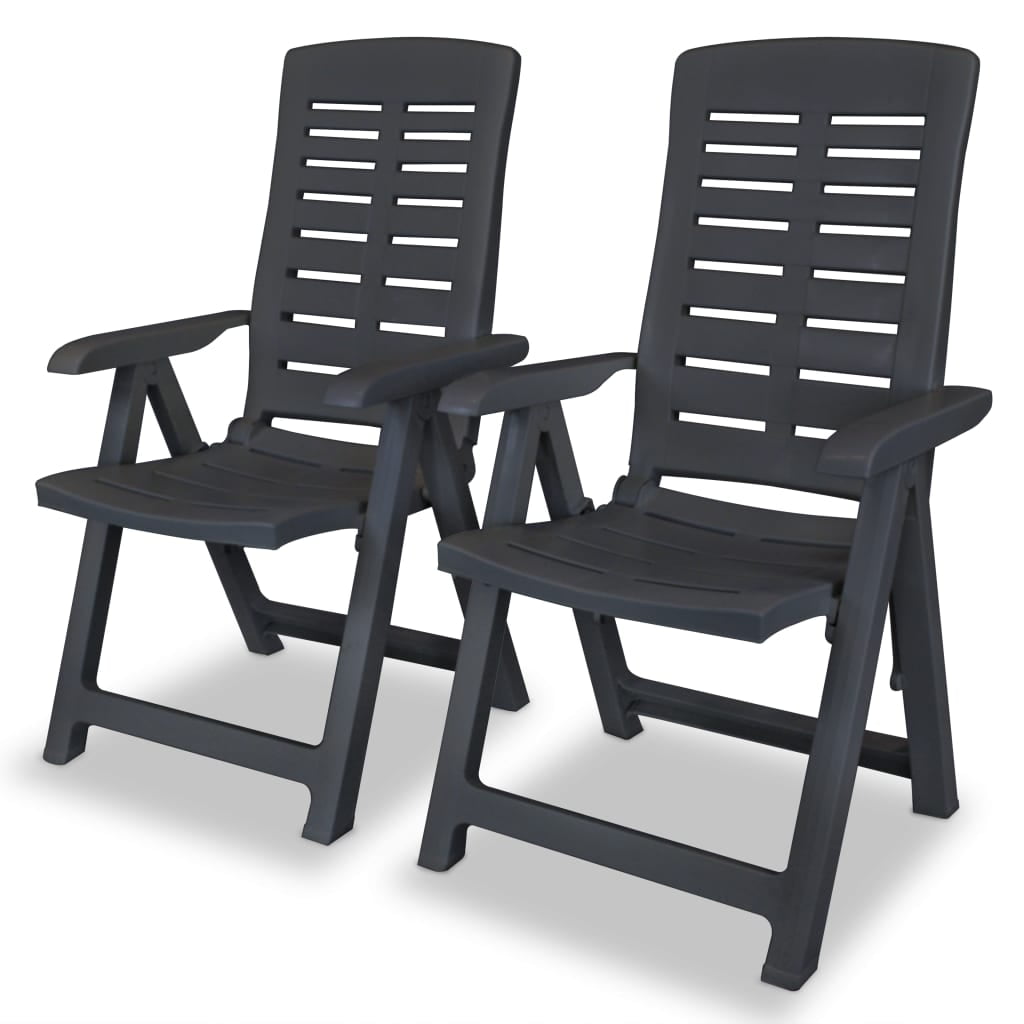 vidaXL Reclining Patio Chairs Outdoor Stack Dining Chair with Armrest Plastic