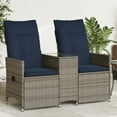 thumbnail image 1 of vidaXL Reclining Patio Sofa 2-Seater with Table Gray Poly Rattan, 1 of 2