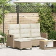 thumbnail image 1 of vidaXL Reclining Patio Sofa with Cushions L-shaped Beige Poly Rattan, 1 of 12