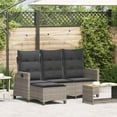 thumbnail image 1 of vidaXL Reclining Patio Sofa with Cushions L-shaped Gray Poly Rattan, 1 of 12