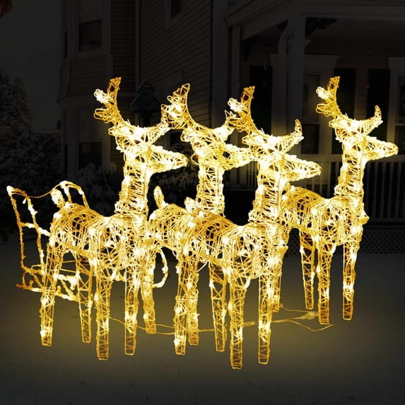 vidaXL Reindeers & Sleigh Christmas Decoration 240 LEDs Acrylic