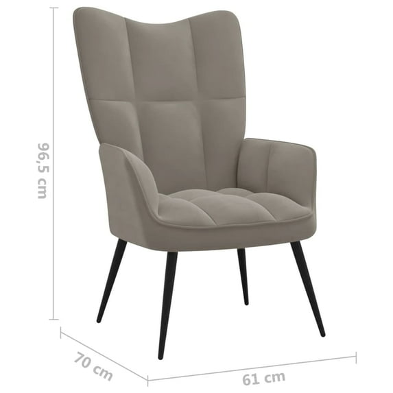 vidaXL Relaxing Chair Light Gray Velvet