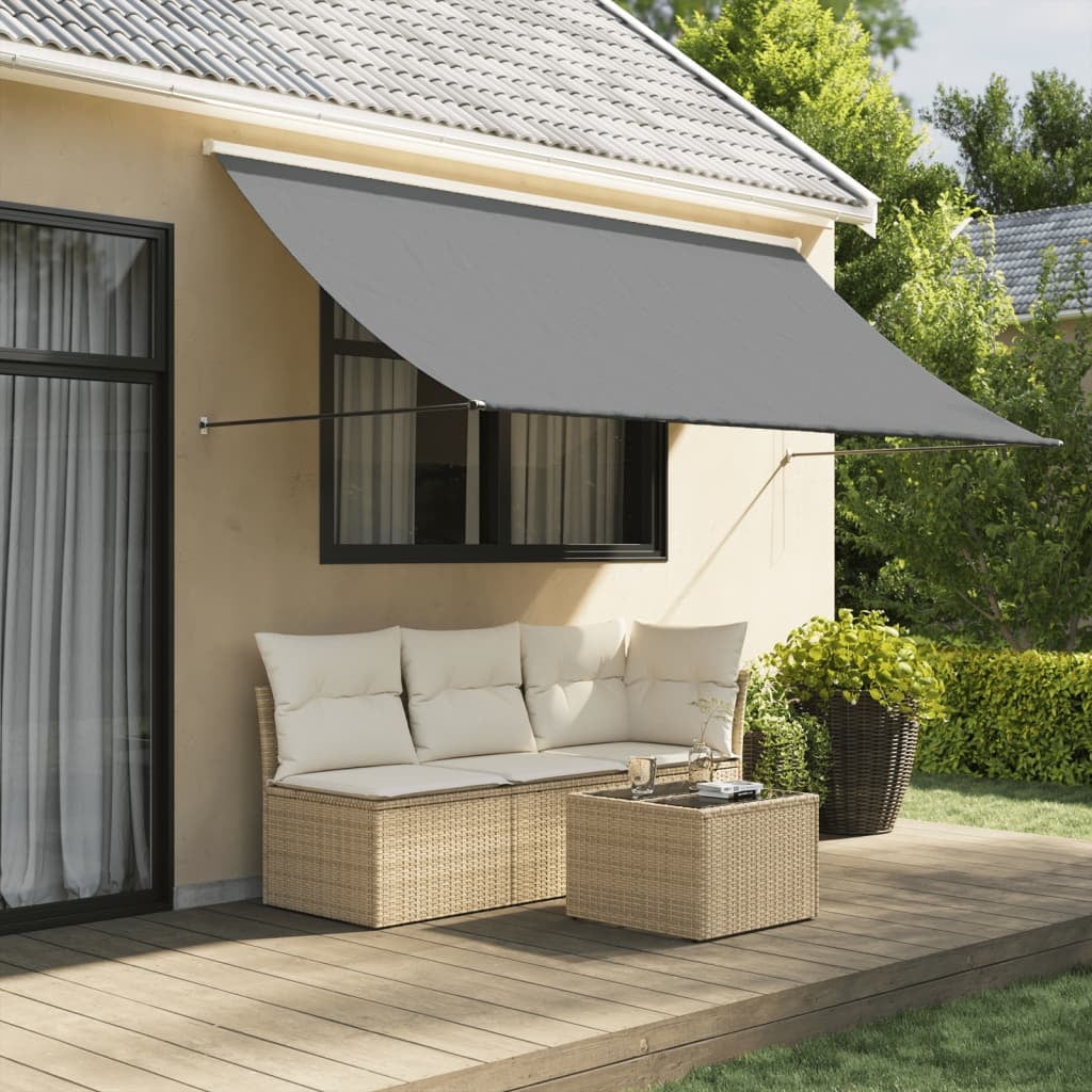 Anthracite Steel and Fabric Retractable Wall-Mounted Awning