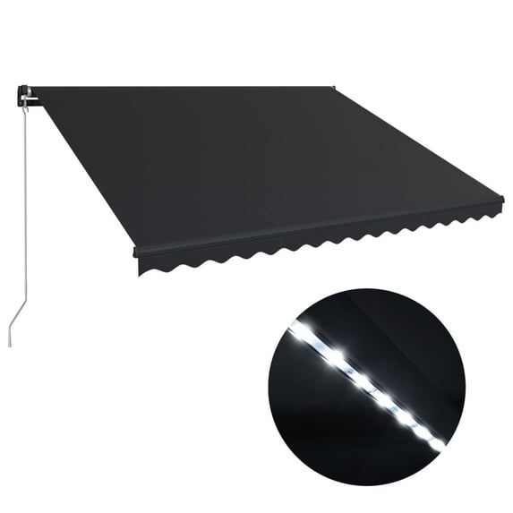 vidaXL Retractable Awning Patio Awning Hand Crank and LED Sunshade Shelter