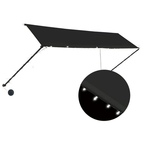 vidaXL Retractable Awning with Bradde Chain and LED Sunshade Shelter for Patio