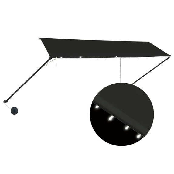 vidaXL Retractable Awning with Bradde Chain and LED Sunshade Shelter for Patio