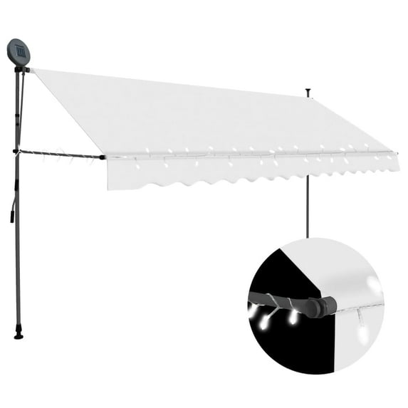 vidaXL Retractable Awning with Hand Crank and LED Sunshade Shelter for Outdoor