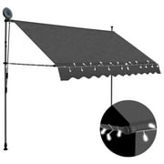 vidaXL Retractable Awning with Hand Crank and LED Sunshade Shelter for Outdoor