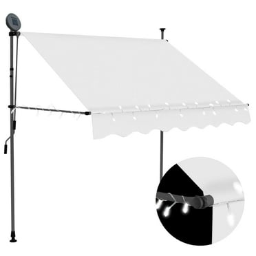 vidaXL Retractable Awning with Hand Crank and LEDs Sunshade Patio Shelter