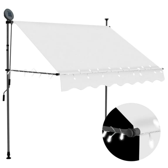 vidaXL Retractable Awning with Hand Crank and LEDs Sunshade Patio Shelter