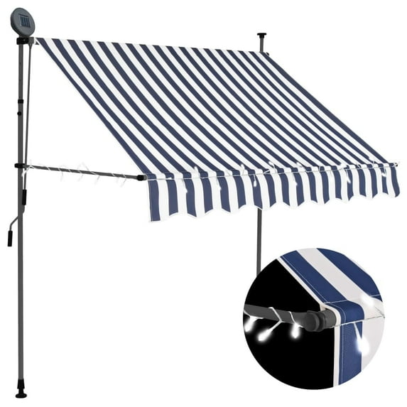 vidaXL Retractable Awning with Hand Crank and LEDs Sunshade Patio Shelter