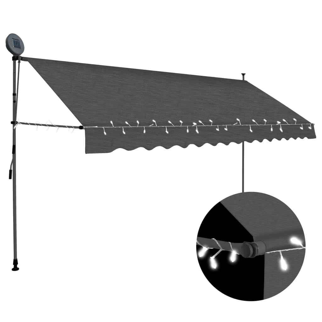 vidaXL Retractable Awning with Hand Crank and LEDs Sunshade Patio Shelter