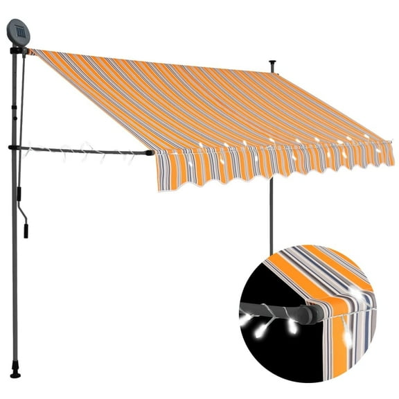 vidaXL Retractable Awning with Hand Crank and LEDs Sunshade Patio Shelter
