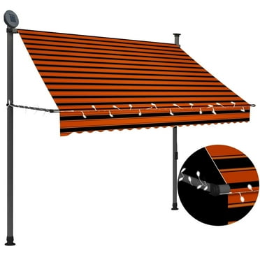 vidaXL Retractable Awning with Hand Crank and LEDs Sunshade Patio Shelter
