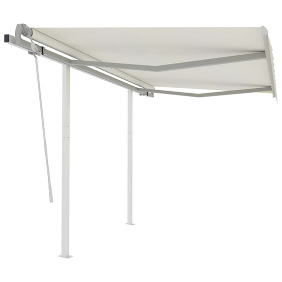 vidaXL Retractable Awning with Hand Crank and Posts Sunshade Shelter for Patio