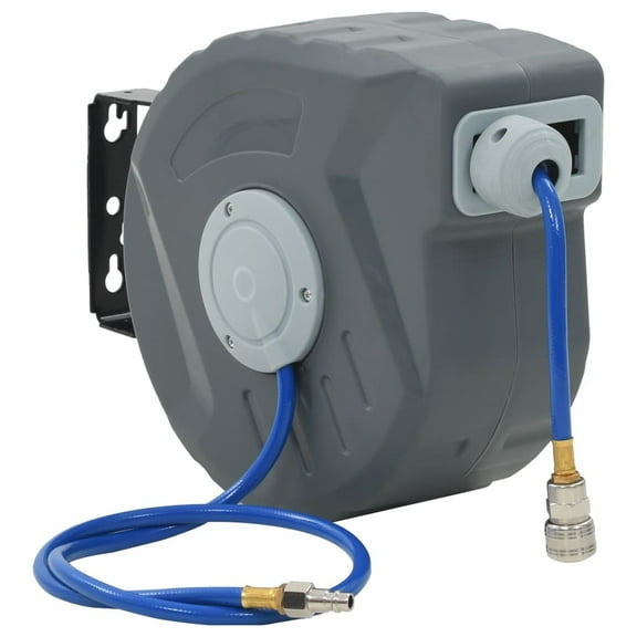 vidaXL Retractable PVC, Gray 0.3"x472.4" Air Hose "Air Hose" 1/4" Quick Connector