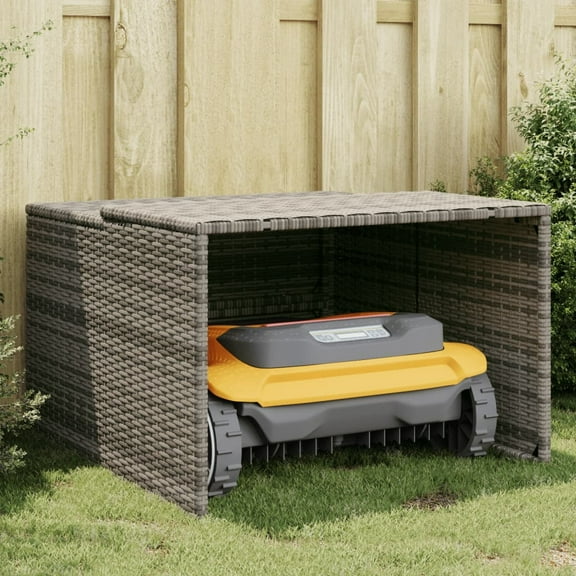 vidaXL Robot Mower Garage Storage Shelter Garden Outdoor Lawn Poly Rattan