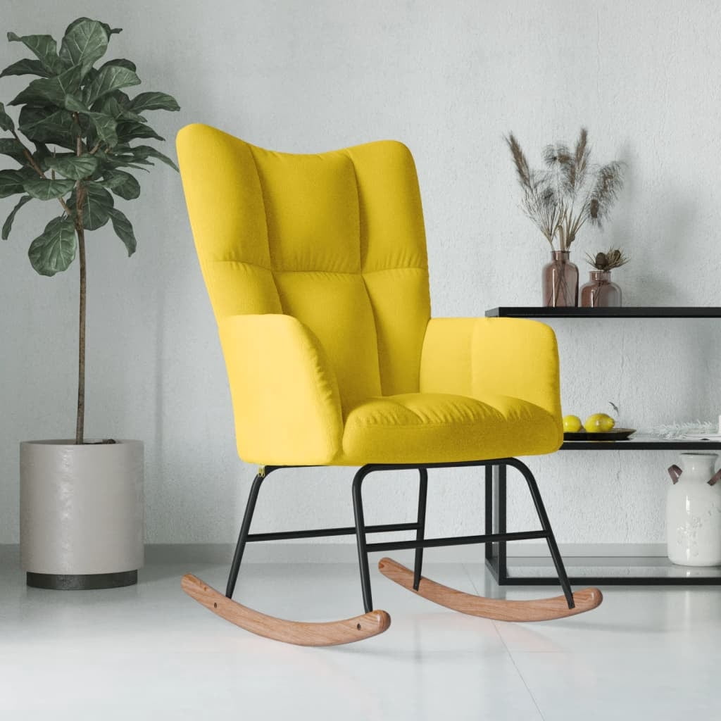 vidaXL Rocking Chair Mustard Yellow Velvet - Walmart.com