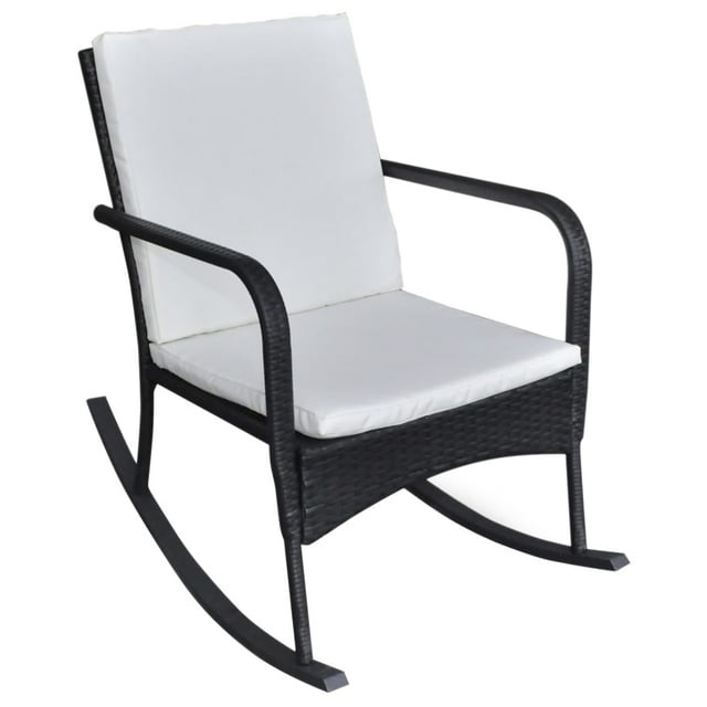 vidaXL Rocking Chair Outdoor Patio Rocking Chair with Cushion Poly Rattan