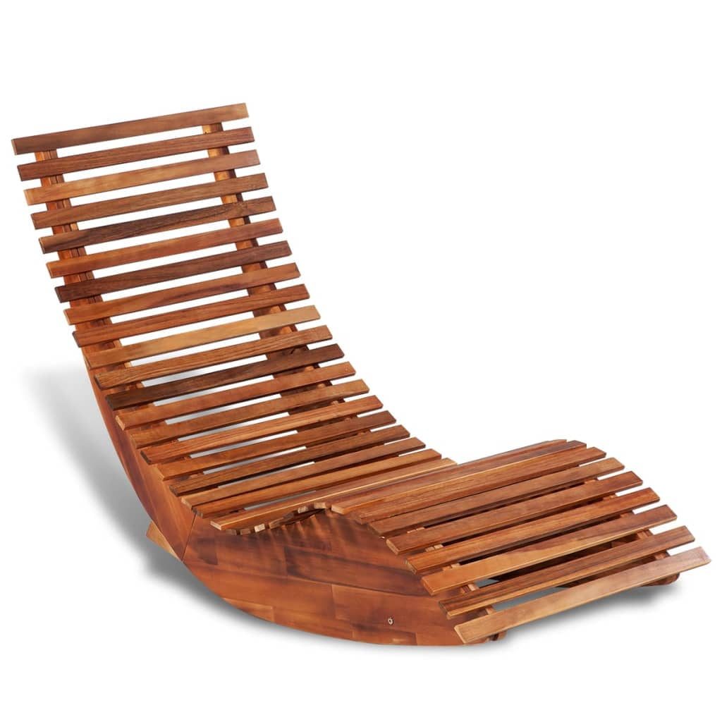 Acacia Medium Wood Curved Outdoor Rocking Chaise Lounge